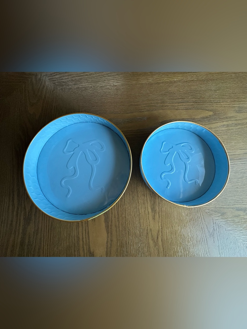 Decorative Blue Bow Accent Trinket Dishes - Set of 2